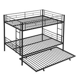 Boyel Living - Full Over Full Metal Bunk Bed with Trundle – No Box Spring Needed - Black