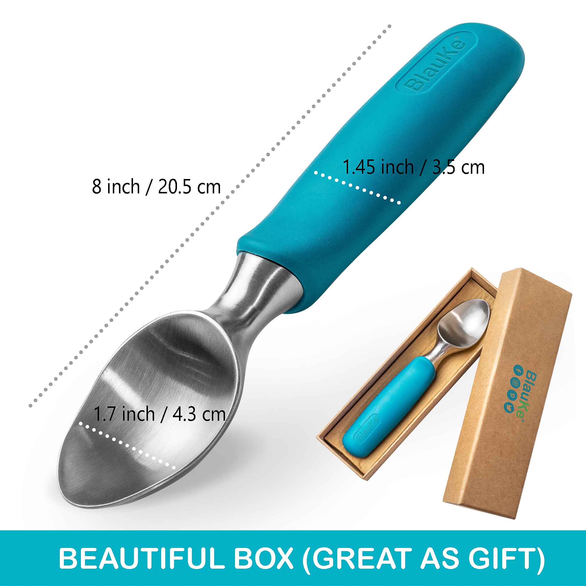 BlauKe 8 inch / 20.5 cm 1.45 inch / 3.5 cm 1.7 inch / 4.3 cm  % p BlauKe < BEAUTIFUL BOX (GREAT AS GIFT)