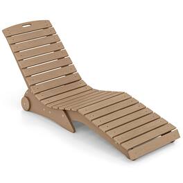 Gymax - In-Pool Lounge Chair Ergonomic S-Curve HDPE Pool Chaise Lounger w/ Wheels - Brown