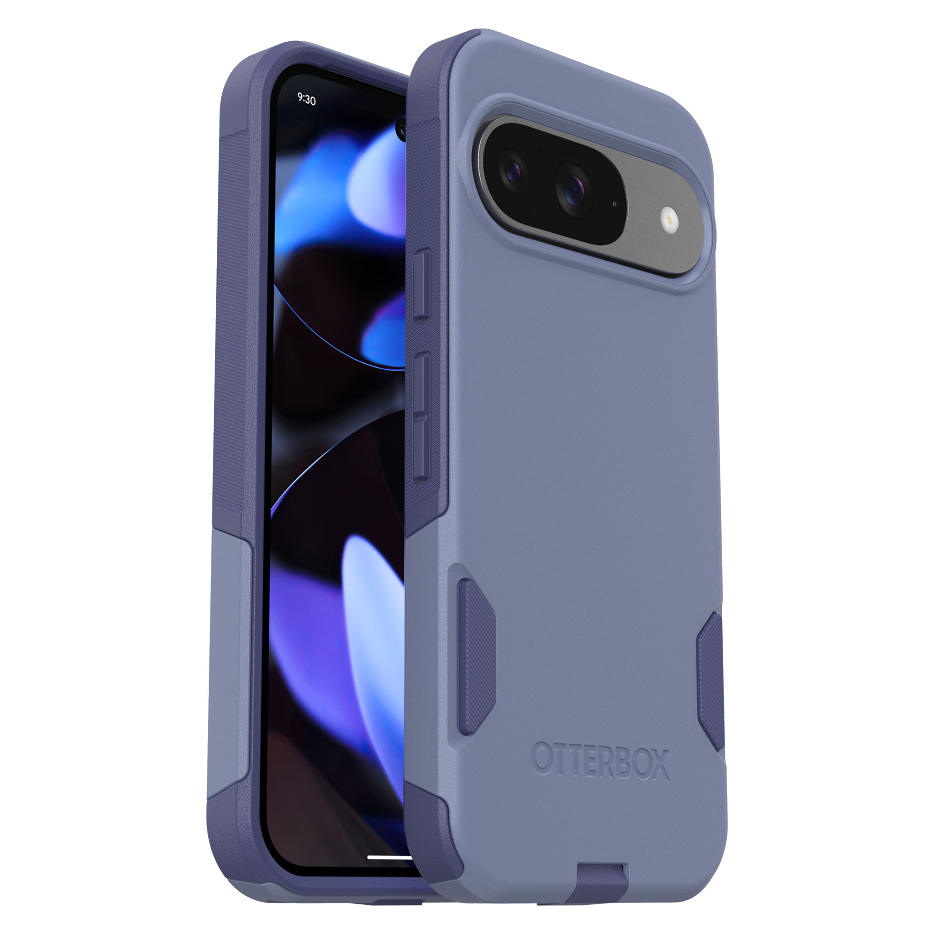 The image shows a purple Otterbox case for an iPhone. The case is designed to protect the phone from damage and is made of durable material. The case is open, revealing the phone inside. The case is a popular choice for iPhone users who want to keep their device safe and secure.