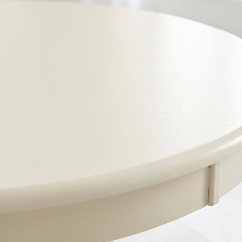 Left. FurniFact - Linen White Oak Round Pedestal Dining Table - White & Oak.