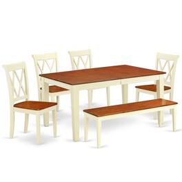 East West Furniture - Dining Room Set Buttermilk & Cherry - Brown