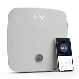 Nautica - Smart Body Scale, Bluetooth, BMI, Body Fat, Muscle & More, Smartphone App for Body Composition Tracking, 440 Lbs - Ice White