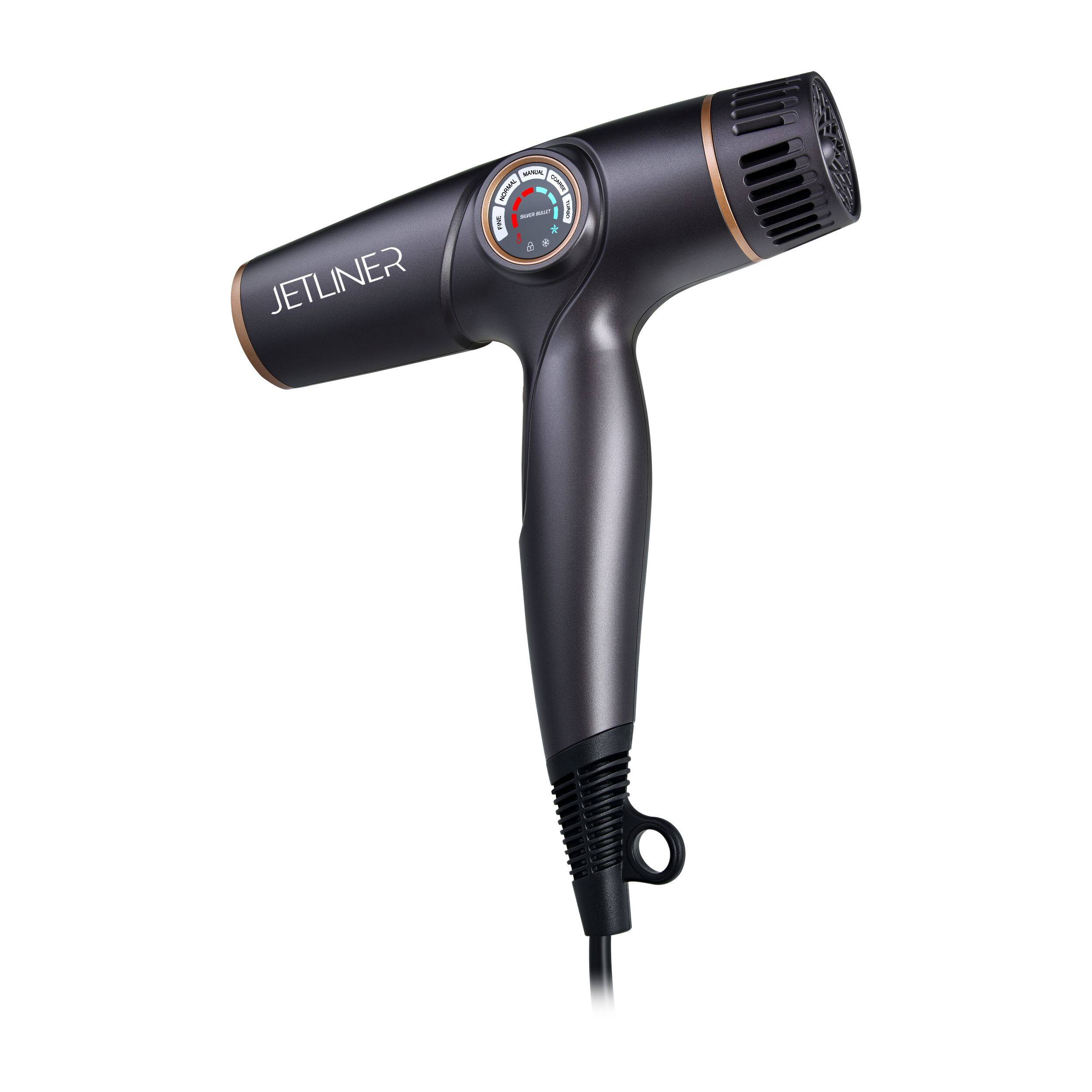 Angle. StyleCraft - Silver Bullet JetLiner Professional Lightweight Hair Dryer with Digital Motor - Matte Grey.