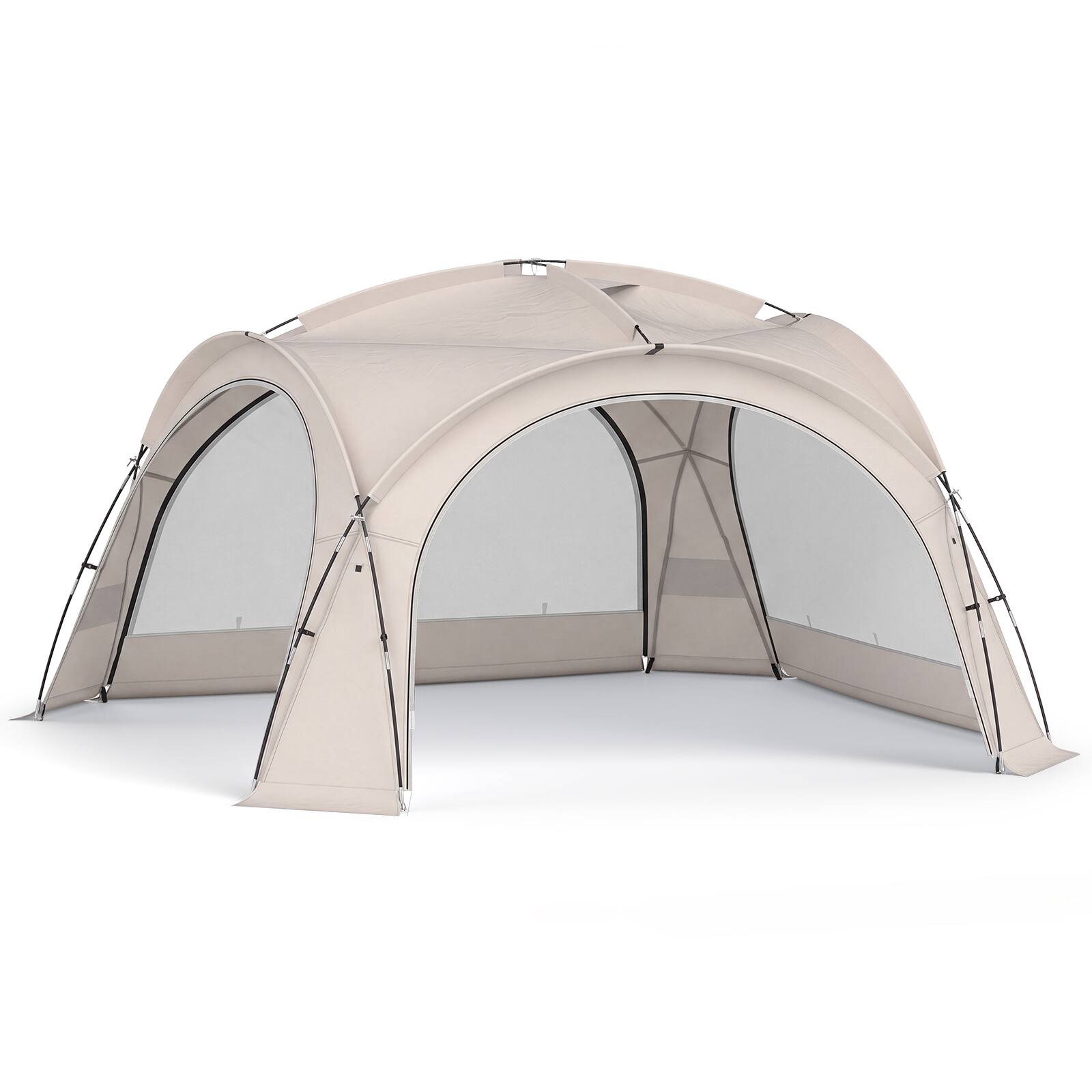 Alt View 9. Gymax - Gymax 13.3 ft x 13.3 ft Beach Tent w/4 Removable Zippered Sidewalls for 12-15 People Beige - Beige.