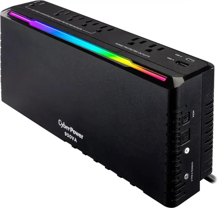 CyberPower GX950UC Gaming UPS System with RGB Lighting and USB Charging ...