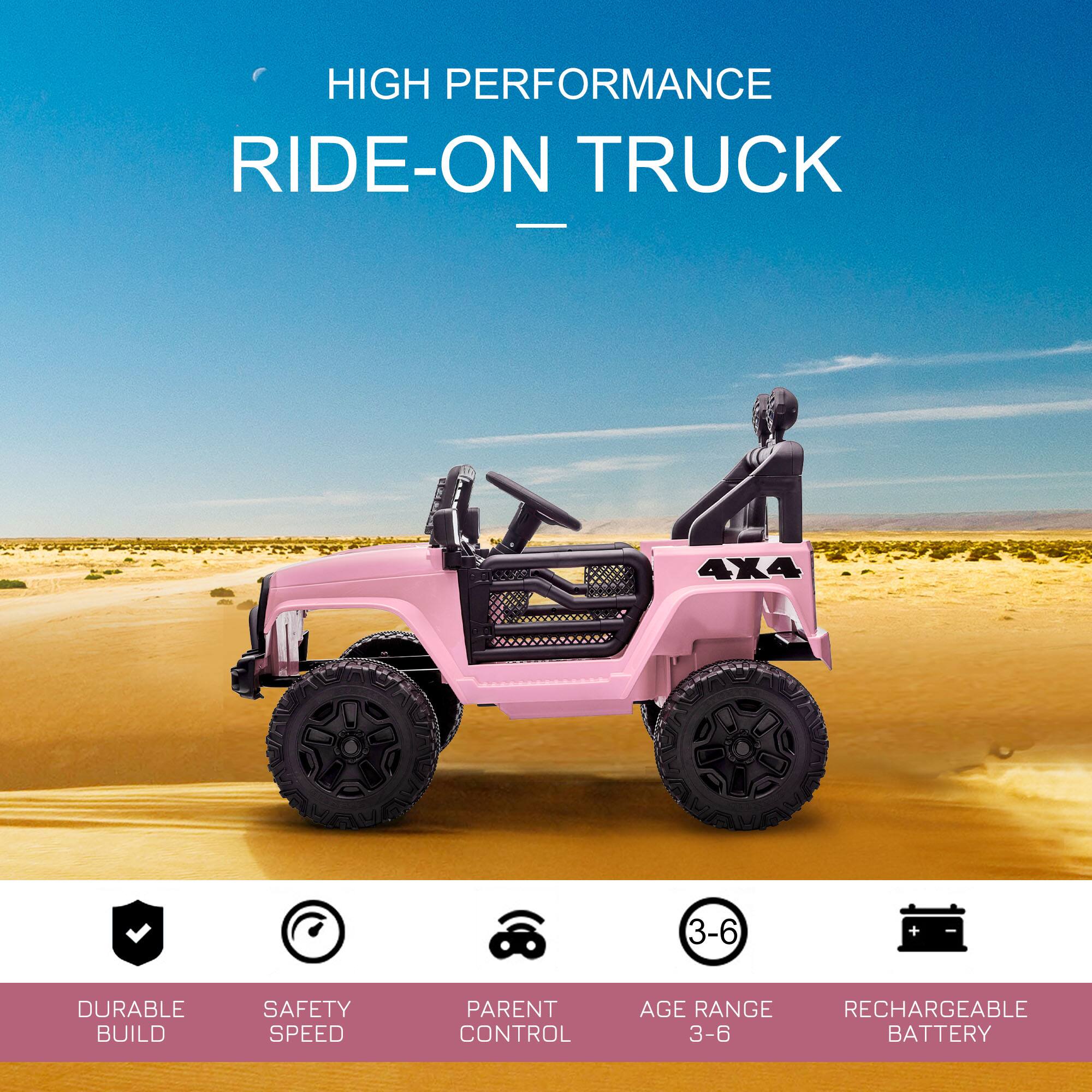 HIGH PERFORMANCE RIDE-ON TRUCK

- DURABLE BUILD
- SAFETY SPEED
- PARENT CONTROL
- AGE RANGE 3-6
- RECHARGEABLE BATTERY