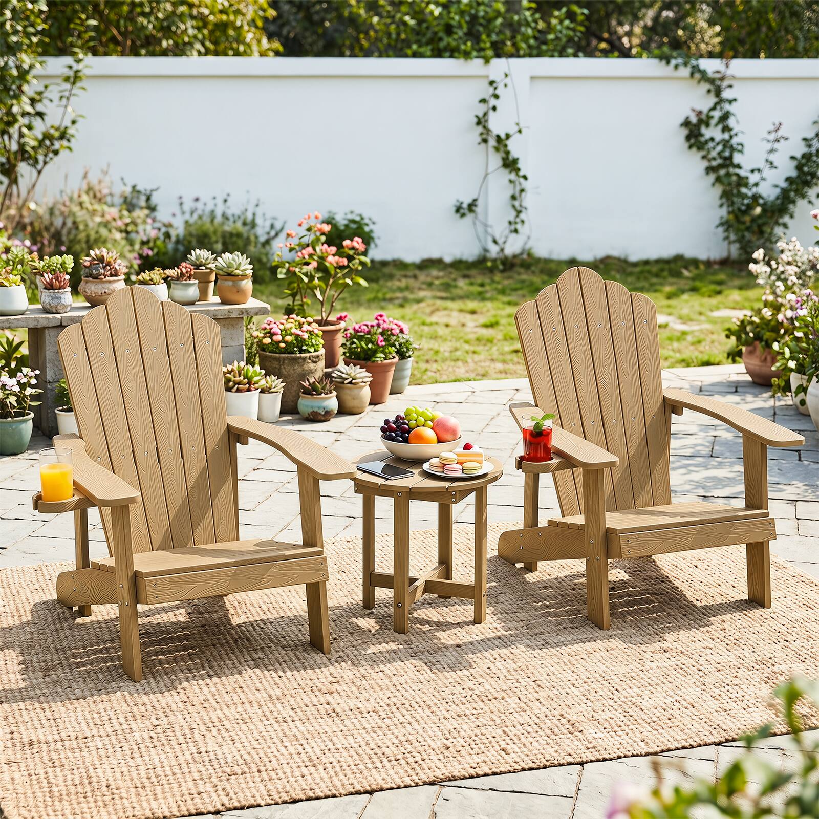 Alt View 3. Costway - Costway 2PCS Outdoor Side Table with Weather-Resistant, Waterproof Top for Patio Deck Pool - Coffee.