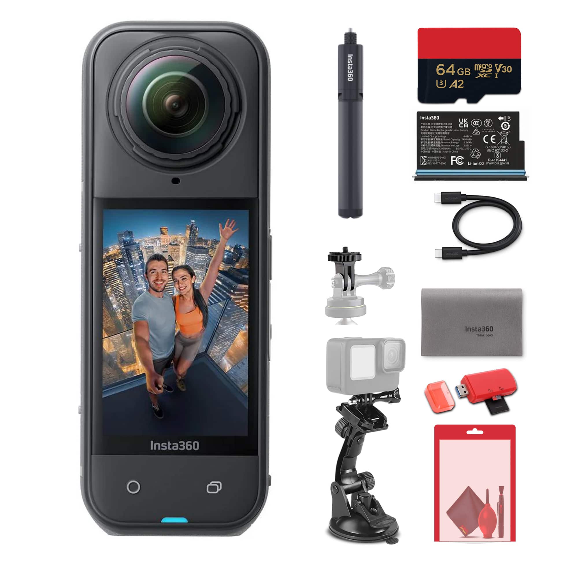 Bundle Insta360 X5 8K 360 Action Camera Waterproof 1/1.28 Sensor