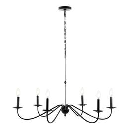 Jonathan Y - Wicklow 34.75" 6-Light Bohemian Farmhouse Iron LED Chandelier, Oil Rubbed Bronze - Oil-Rubbed Bronze
