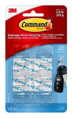 Command - Mini Hooks, 0.5 lb., 6/Pack (17006CLR-ES) - Clear price history on PriceWatchPro