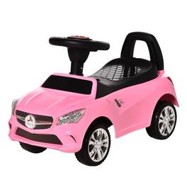 BreeBe - Aosom Kids Ride-On Push Car, Foot-to-Floor Walking Toy for Toddlers with Horn, Music, Headlights, and Storage - Pink