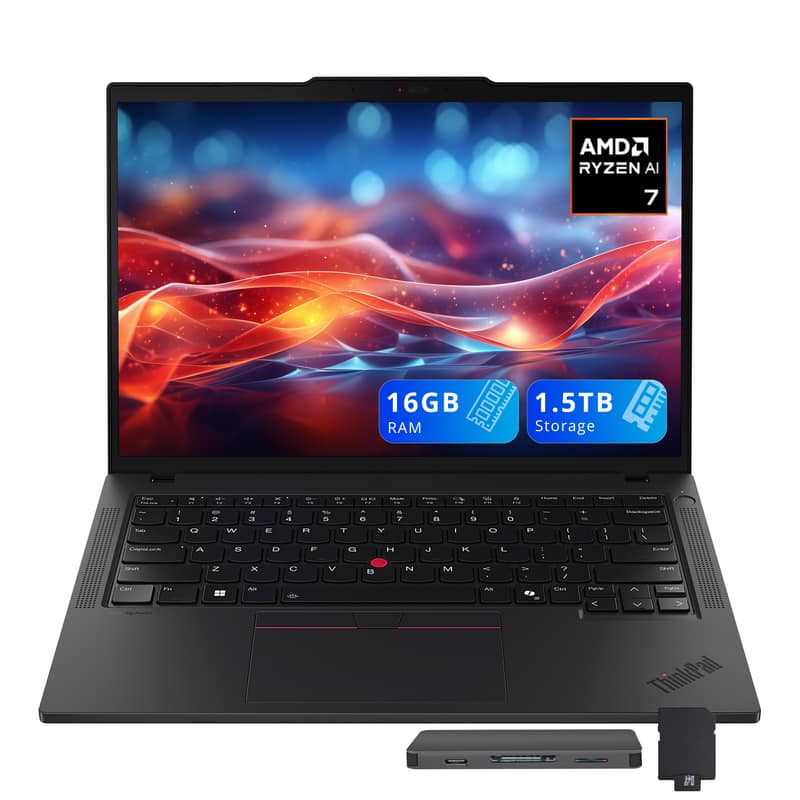 Lenovo - ThinkPad T14 G6 14" WUXGA Laptop,AMD Ryzen AI 350,16GB RAM,512GB SSD+1TB Dock Set,Backlit KB,Win 11 Pro - Black