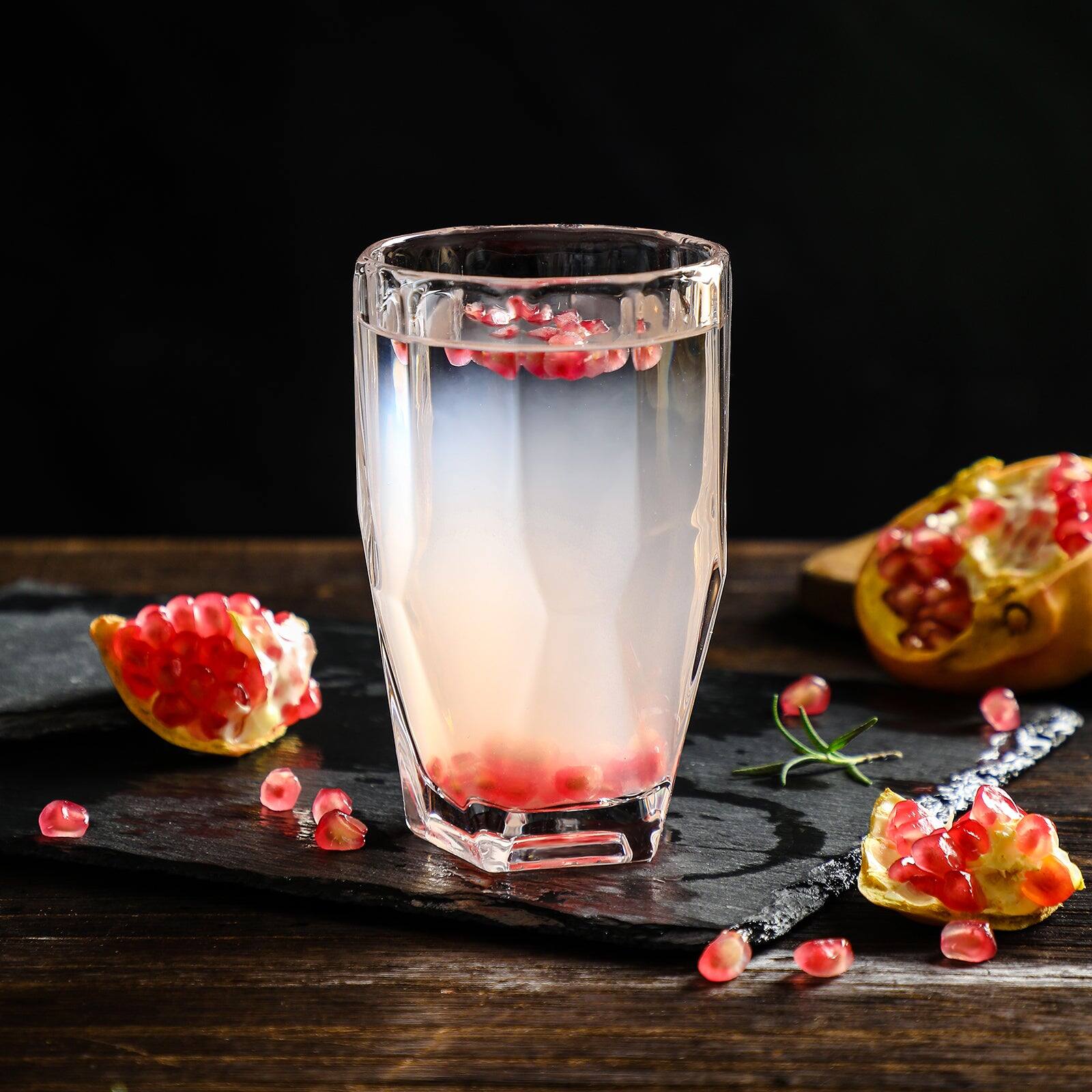 Alt View 1. BreeBe - Polyhedron Highball Glasses set of 6 - Clear.