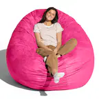 Front. Jaxx - Jaxx 6 Foot Cocoon - 2-in-1 Convertible Bean Bag Bed & Large Bean Bag Chair for Adults, Fuchsia - Fuchsia.