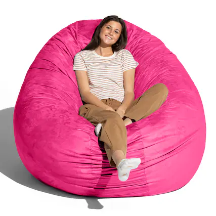 Front. Jaxx - Jaxx 6 Foot Cocoon - 2-in-1 Convertible Bean Bag Bed & Large Bean Bag Chair for Adults, Fuchsia - Fuchsia.
