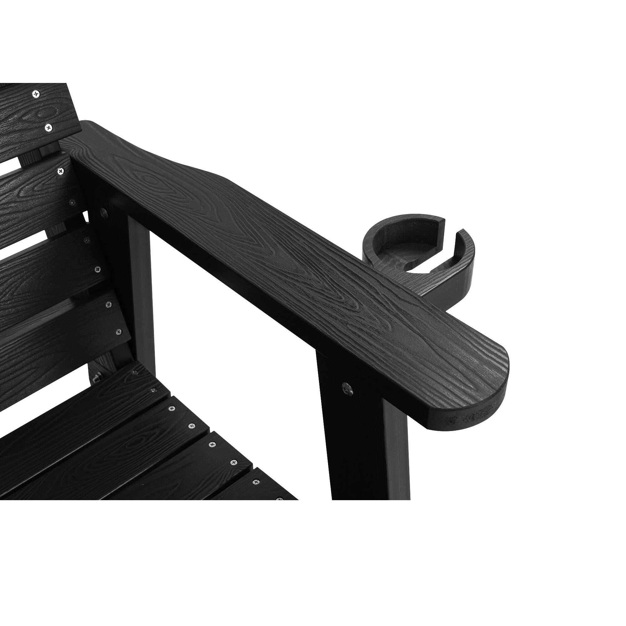 Alt View 7. Fortune Candy - HIPS Patio Glider Bench w/Cup Holders, All-Weather Poly Lumber, High Back & Deep Contoured Seat, for Porch Yard Garden - Black.