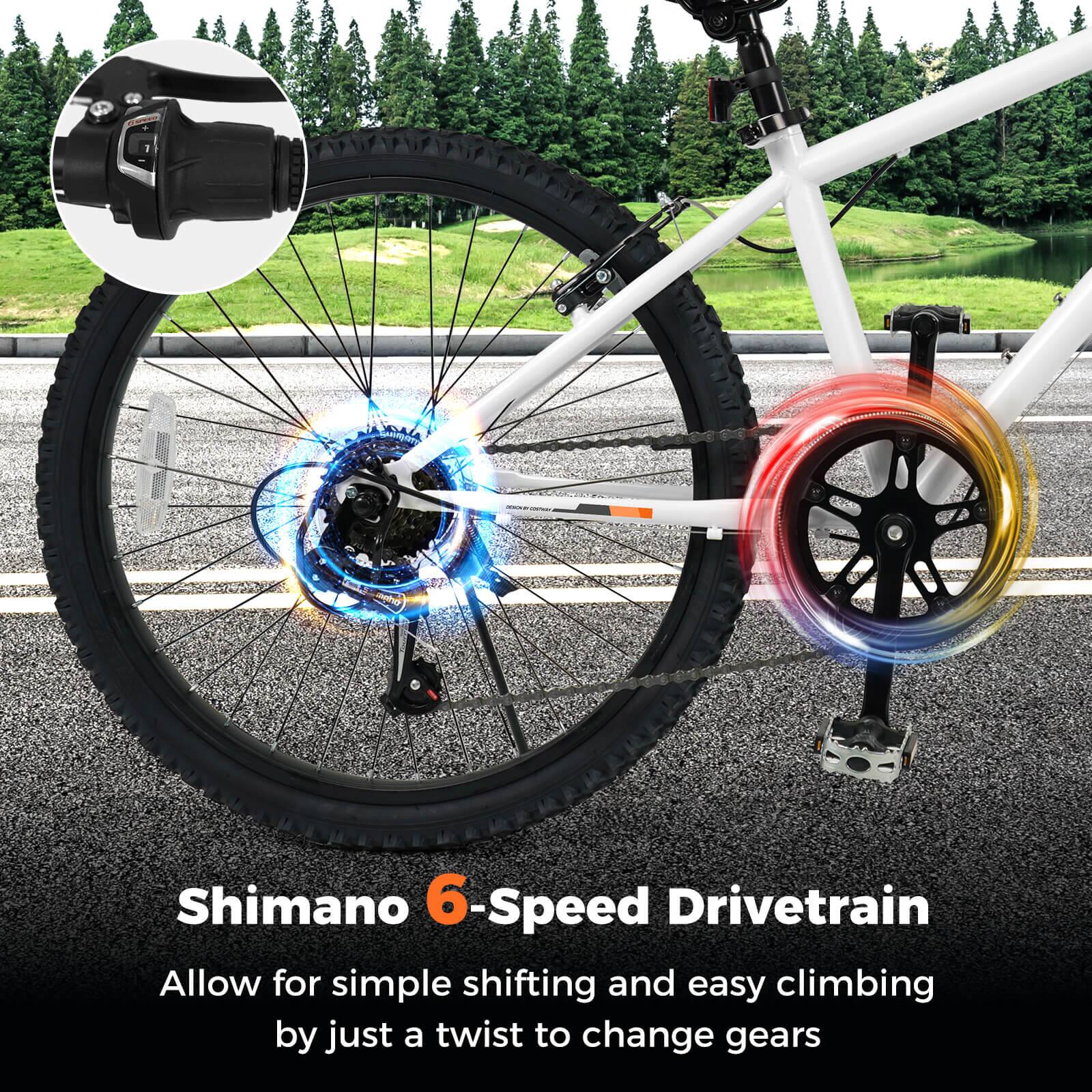 Shimano 6-Speed Drivetrain

Allow for simple shifting and easy climbing by just a twist to change gears