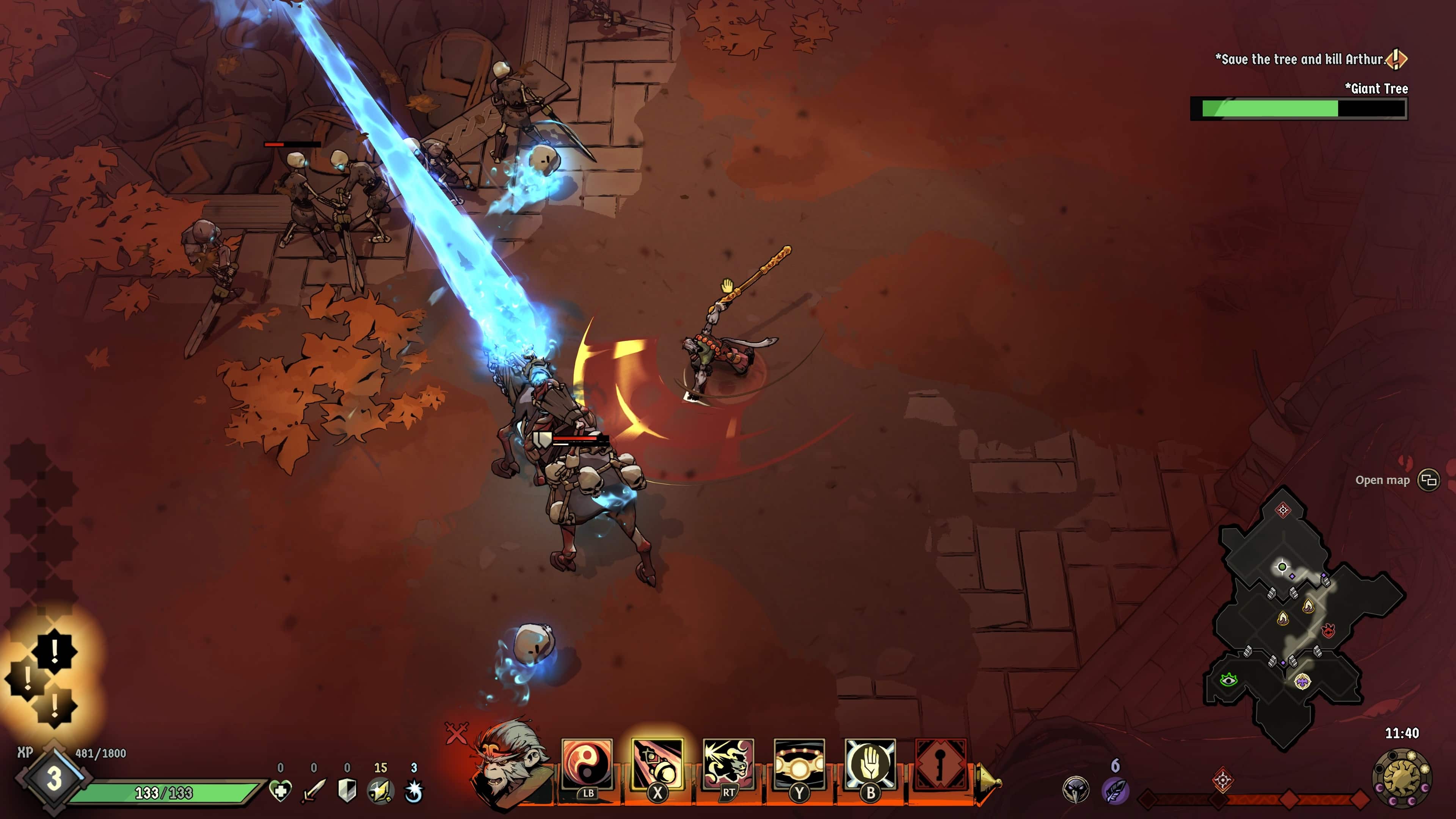 *Save the tree and kill Arthur *Giant Tree Open map 5! XP! 481/1800 3 133/133 0 0 0 15 3 8 LB X RT Y I 6 11:40