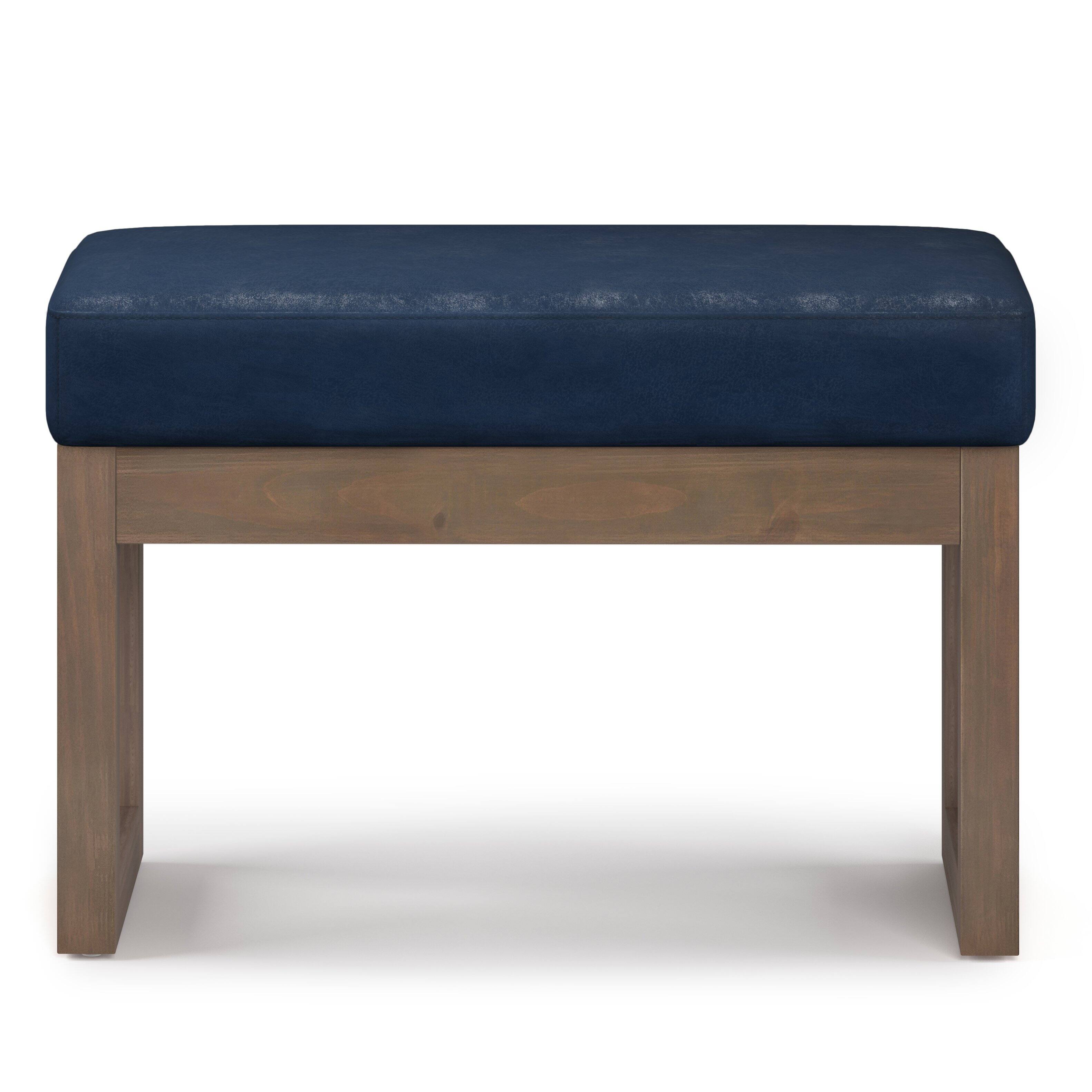 Alt View 11. Simpli Home - Milltown Footstool Small Ottoman Bench - Distressed Dark Blue.