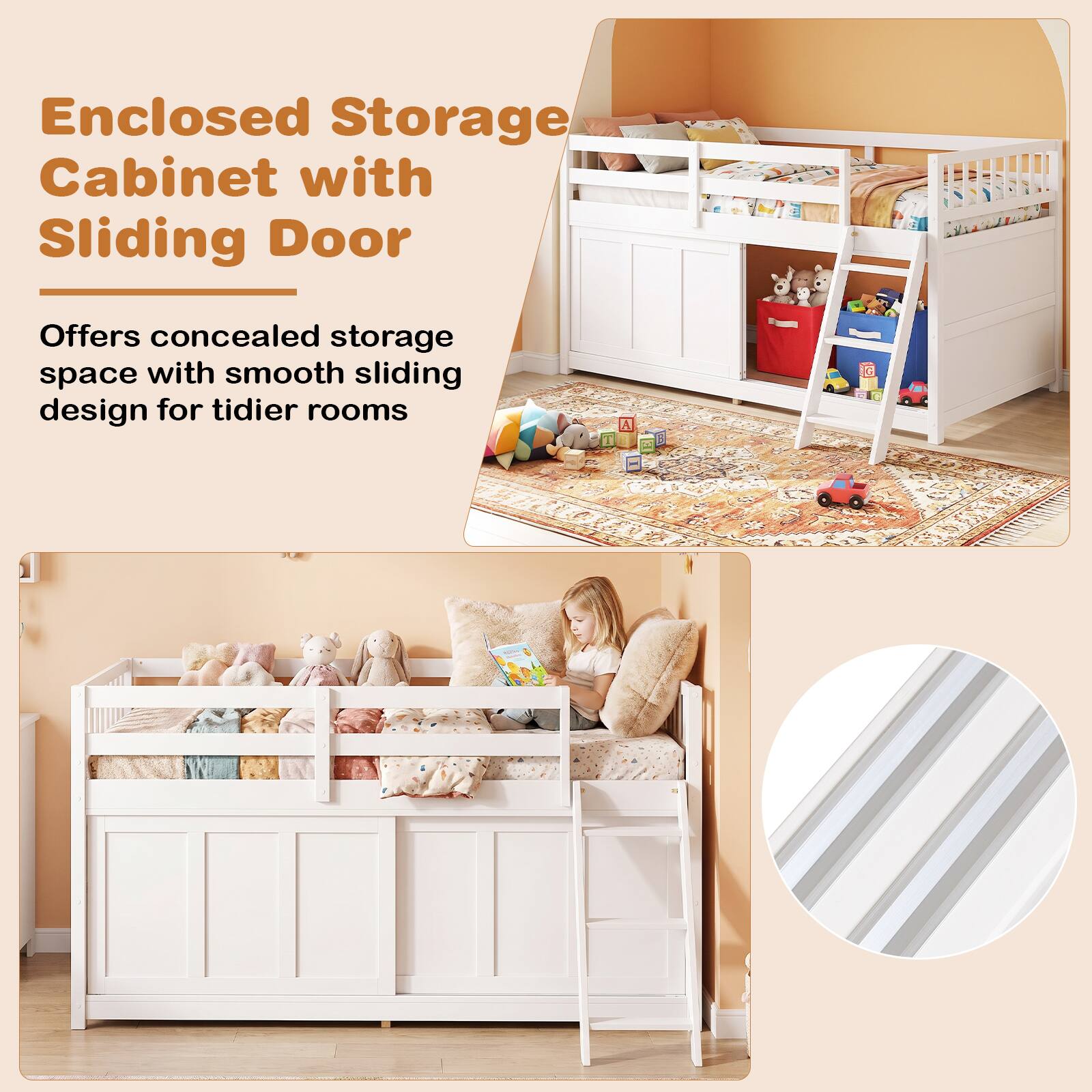 Enclosed Storage Cabinet with Sliding Door

Offers concealed storage space with smooth sliding design for tidier rooms