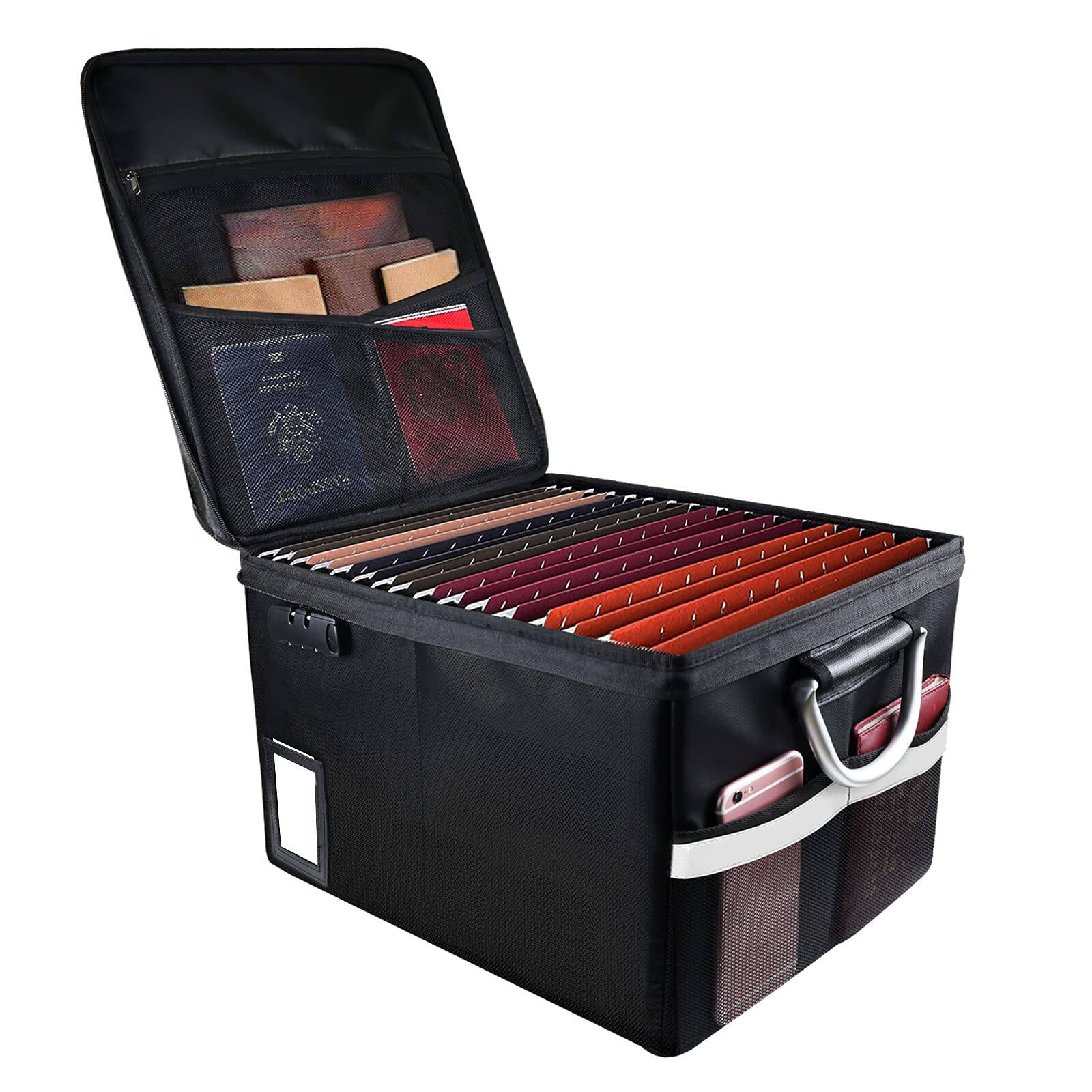 Front. Earthley Blooms - Fireproof Document File Organizer Box Safe Lock Portable Office Storage Cabinet Hanging Letter legal Folder....