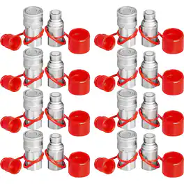 VEVOR - Skid Steer Hydraulic Quick Connect 1/2" Body Hydraulic Coupler 1/2" NPT Hydraulic Coupling Quick Connect 8 Pairs - Silver;Red