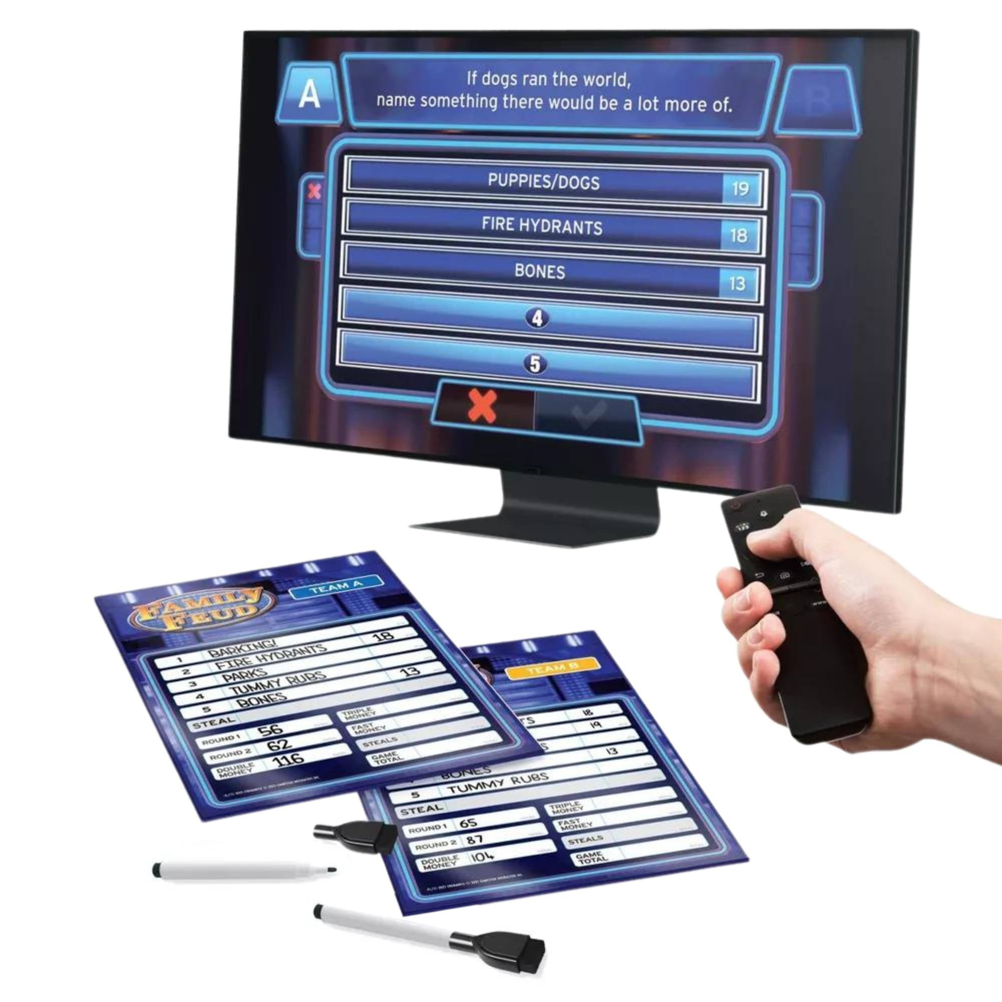If dogs ran the world, name something there would be a lot more of.

PUPPIES/DOGS 19  
FIRE HYDRANTS 18  
BONES 13  

TEAM A  
1. BARKING 19  
2. FIRE HYDRANTS 18  
3. FAMILY BUS 13  
4. BONES 13  
5. TUMMY RUBS  

STEALS  
ROUND 1: 56  
ROUND 2: 62  
TOTAL: 116  

TEAM B  
1. BARKING 19  
2. FIRE HYDRANTS 18  
3. FAMILY BUS 13  
4. BONES 13  
5. TUMMY RUBS  

STEALS  
ROUND 1: 65  
ROUND 2: 87  
TOTAL: 104