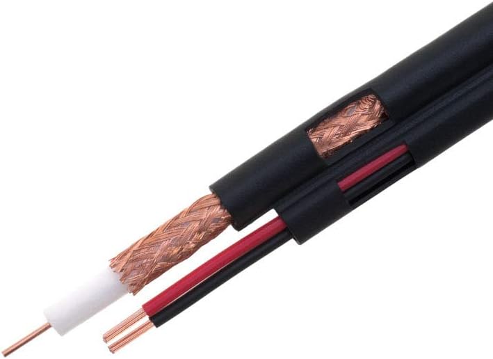 Left. Cables Direct Online - 1000ft RG59/U Siamese CCTV Cable 20AWG Coax + 18/2 Power, 95% Shielded Bulk Wire for Security Cameras - Black.