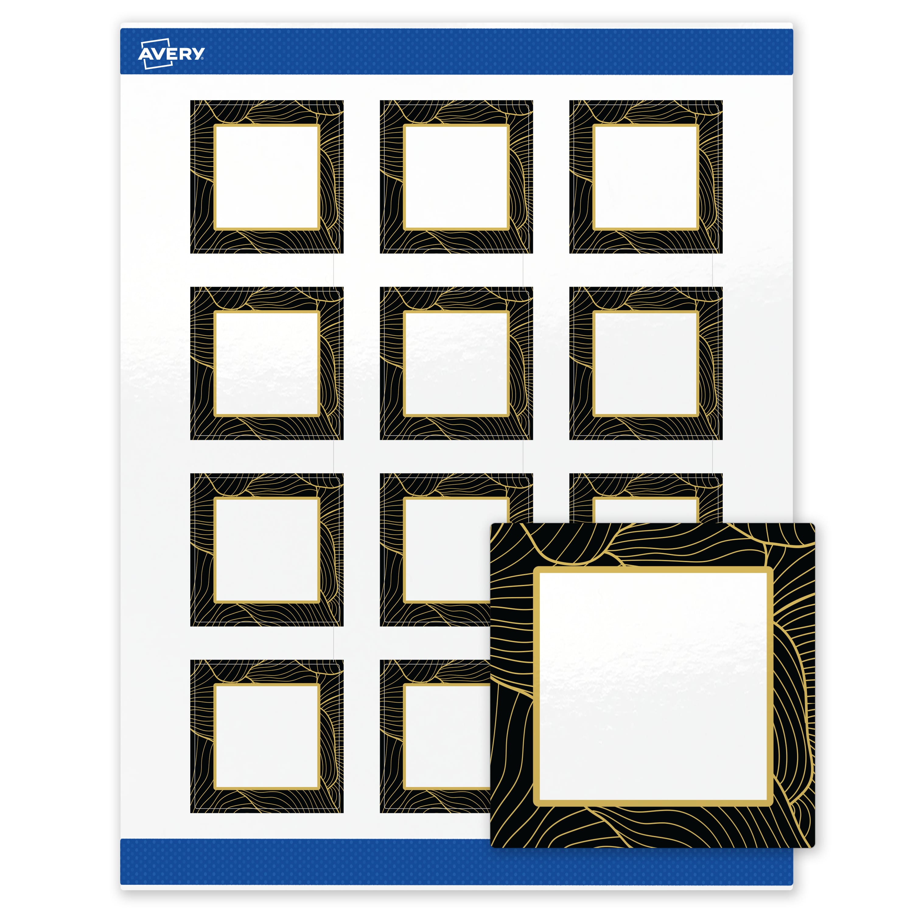 "Avery - Labels, 2"" x 2"", Glossy Black Border/Gold Veins - White" price history on PriceWatchPro