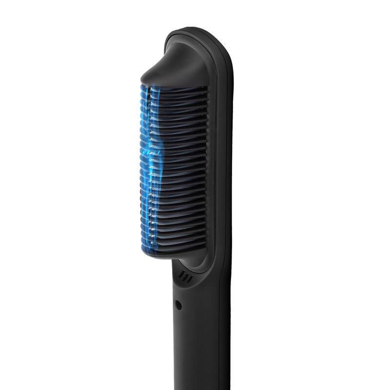 Left. Gamma+ - Ceramic Hot Brush with Cool Touch Technology Reduces Frizz, Static, and Straightens Hair - Black.