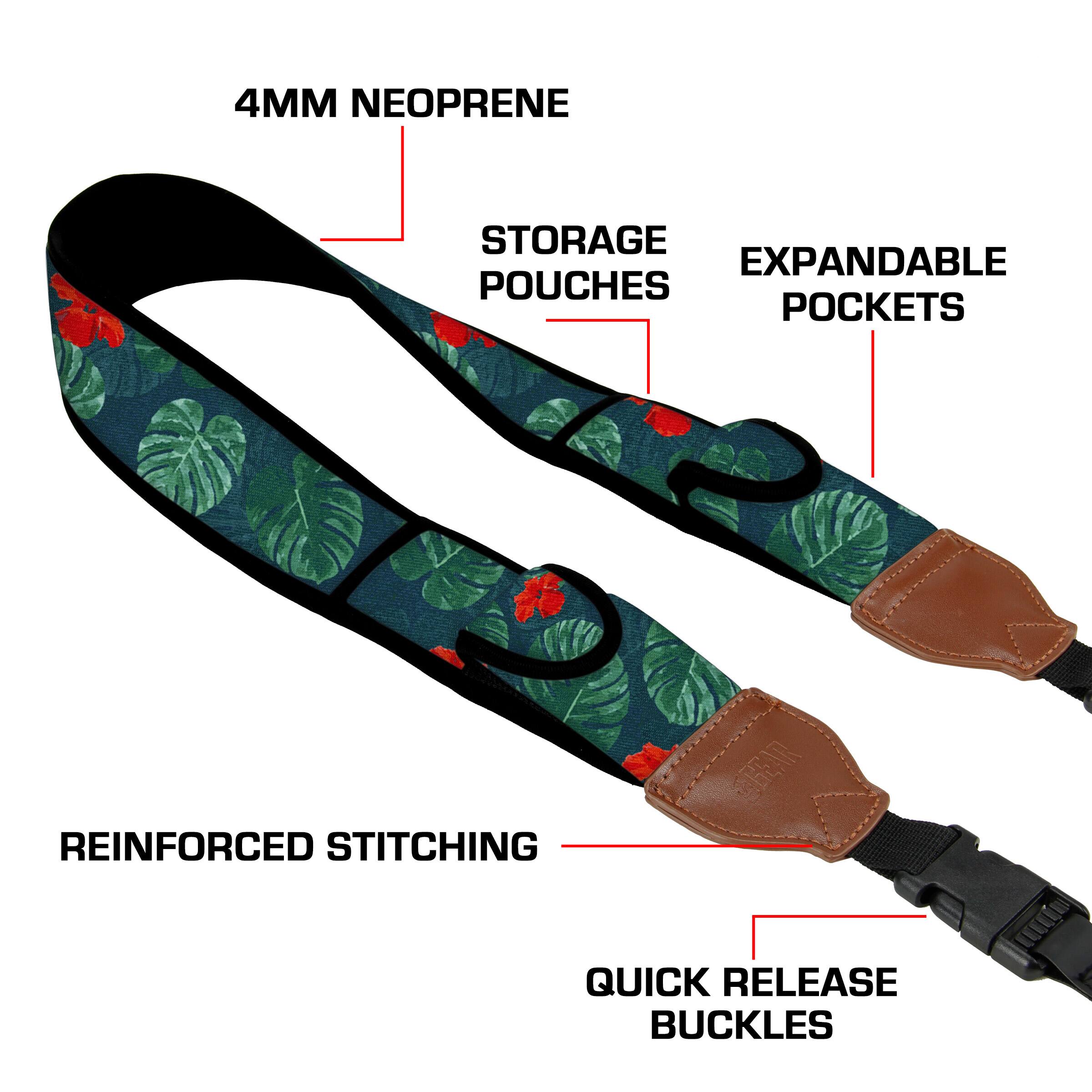 4MM NEOPRENE STORAGE POUCHES  
EXPANDABLE POCKETS  
REINFORCED STITCHING  
QUICK RELEASE BUCKLES