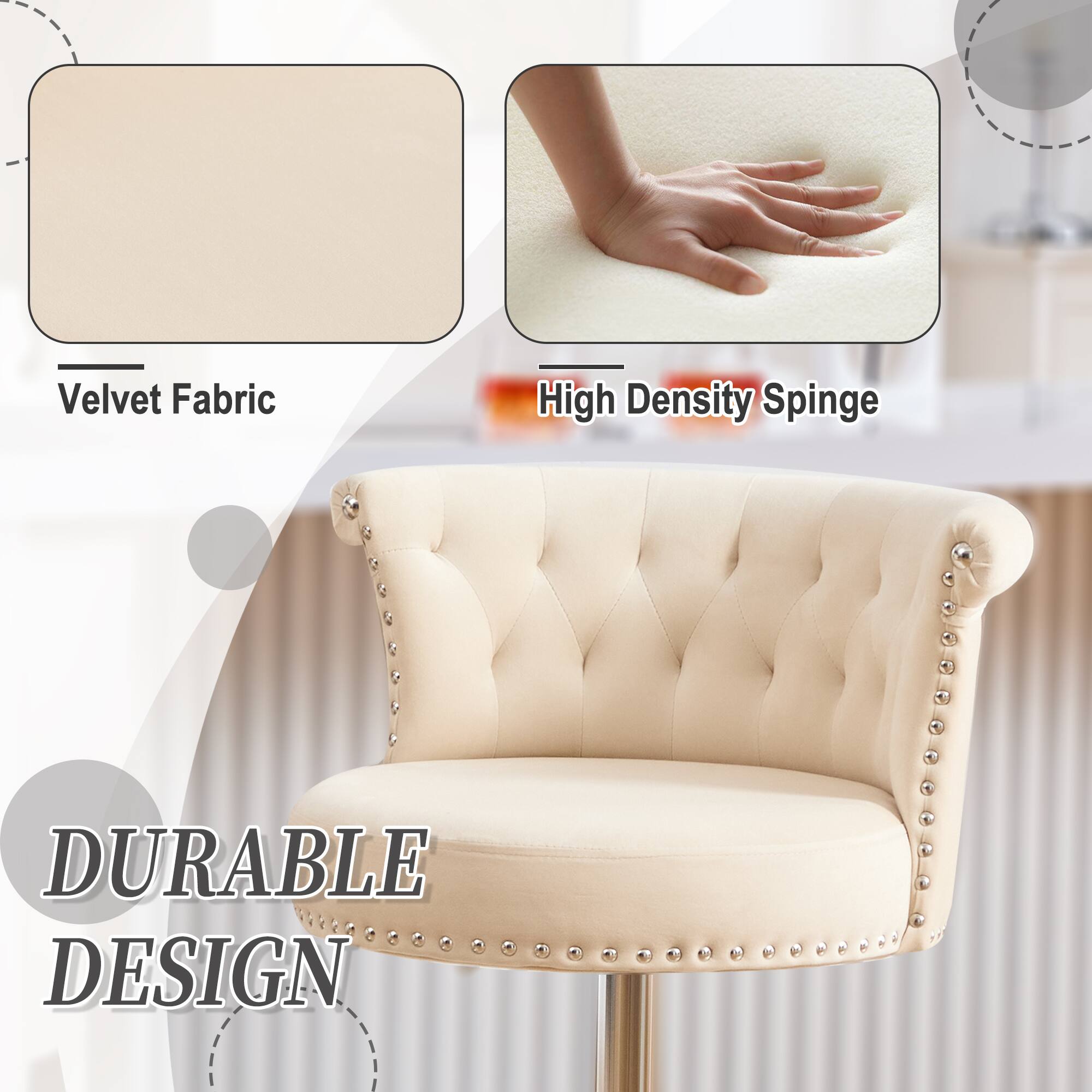 Velvet Fabric  
High Density Sponge  
DURABLE DESIGN
