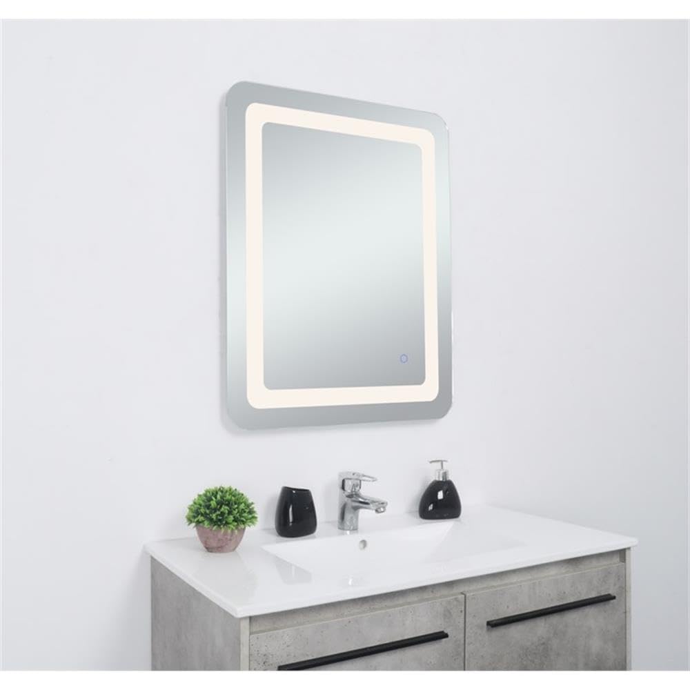 Angle. Elegant Decor - Genesis 20in x 30in soft edge LED mirror - Glossy White.