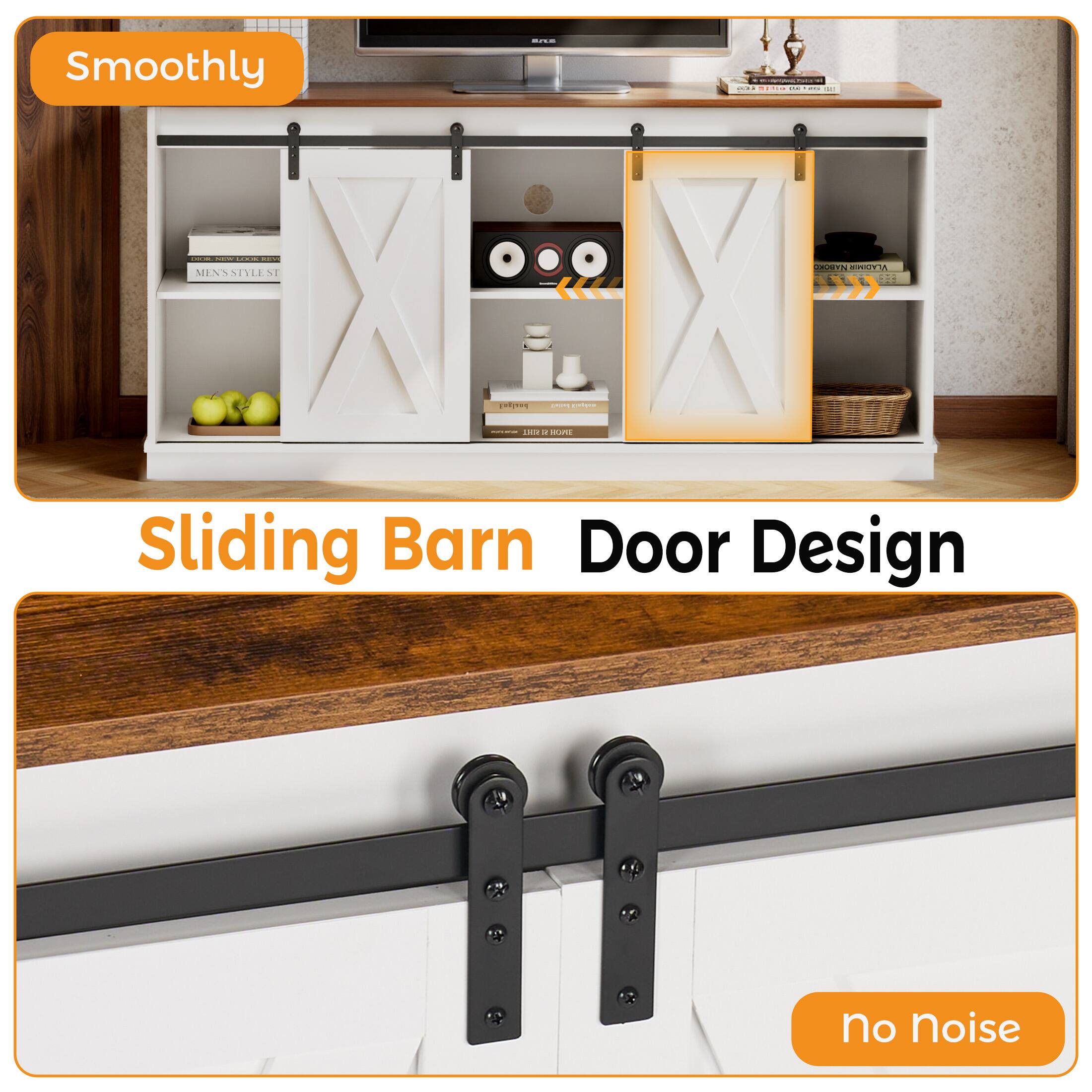 Sweetcrispy Farmhouse TV Stand for TV up to 65
