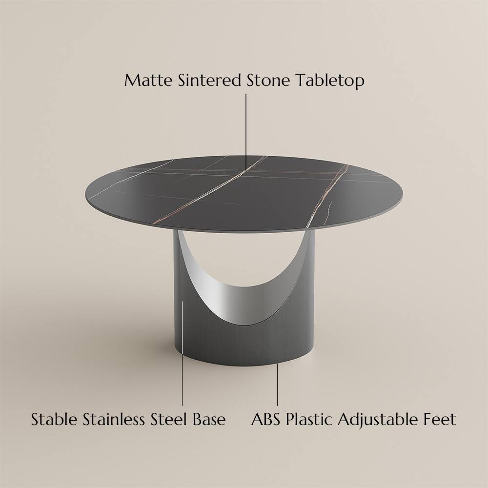 Matte Sintered Stone Tabletop  
Stable Stainless Steel Base  
ABS Plastic Adjustable Feet