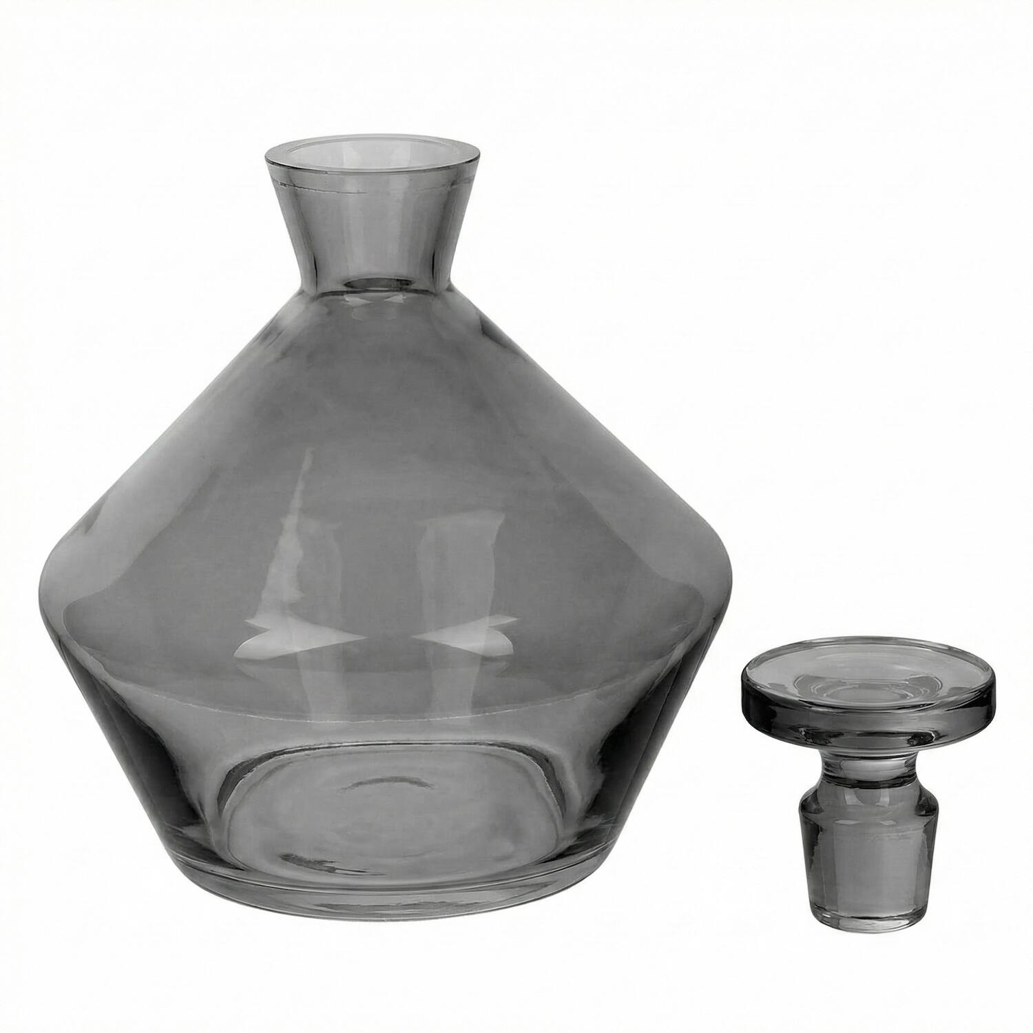 Angle. Jay Import - Smoky Gray Glass Whiskey Decanter (49 oz) with Stopper - Gray.