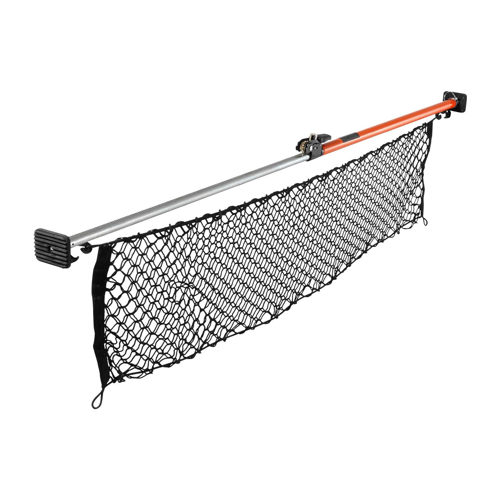 Alt View 5. VEVOR - Cargo Bar, Ratcheting Cargo Bar Adjustable from 40" to 73", Heavy-duty Steel Cargos Stabilizer with Storage Net - Orange.