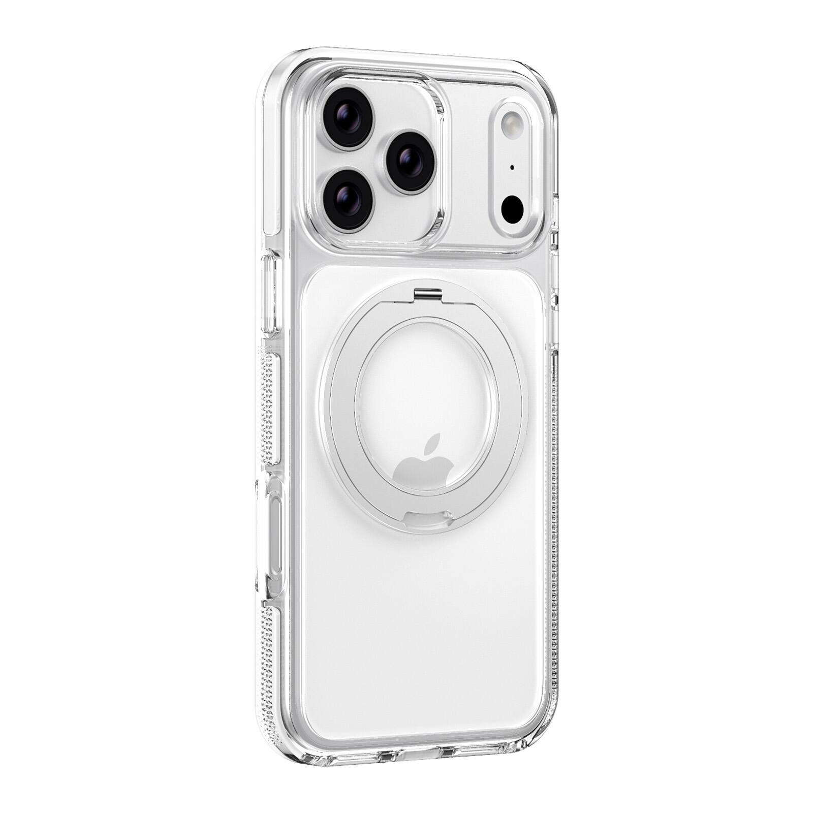 Alt View 1. Dteck - Mag Safe Crystal Clear Case for Apple iPhone 17 Pro Max,Shockproof Heavy Duty Cover with Foldable Metal Stand - White.
