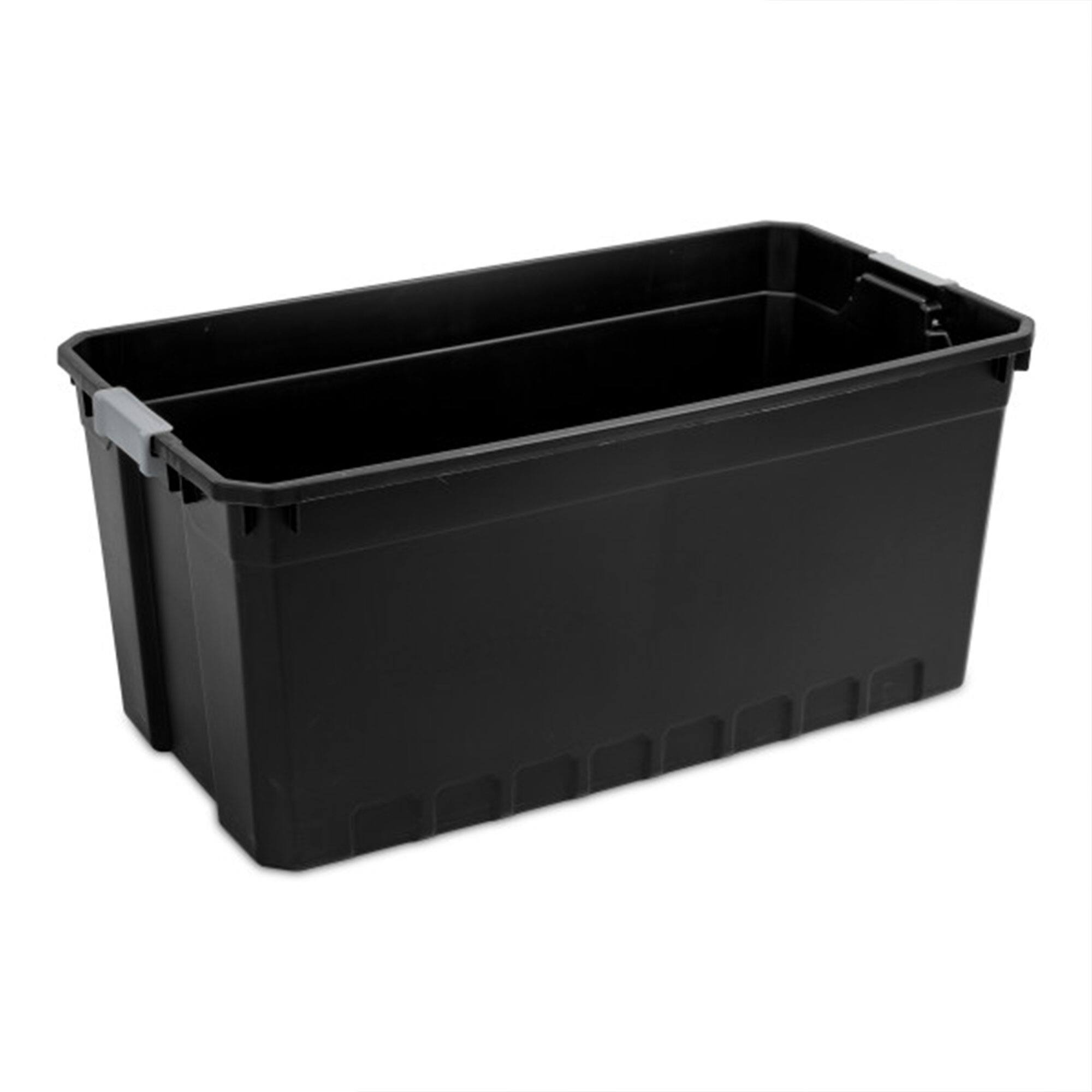 Alt View 7. Sterilite - Sterilite 50 Gal Rugged Industrial Stackable Storage Tote w/ Lid, Black, 6 Pack.