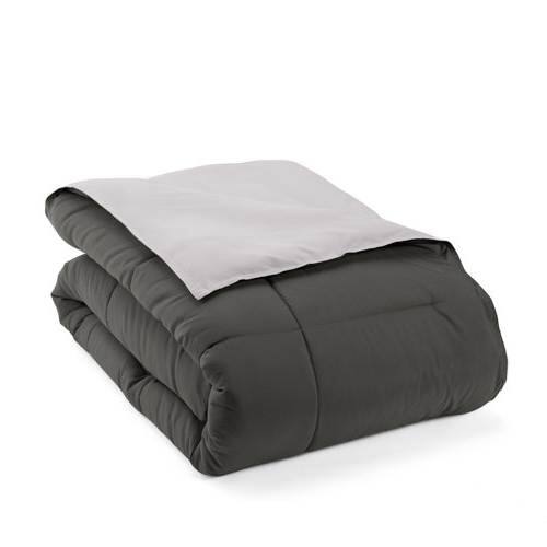 Back. Hivvago - King/Cal King 3-Piece Microfiber Reversible Comforter Set in Grey / Light Grey - Grey / Light Grey.