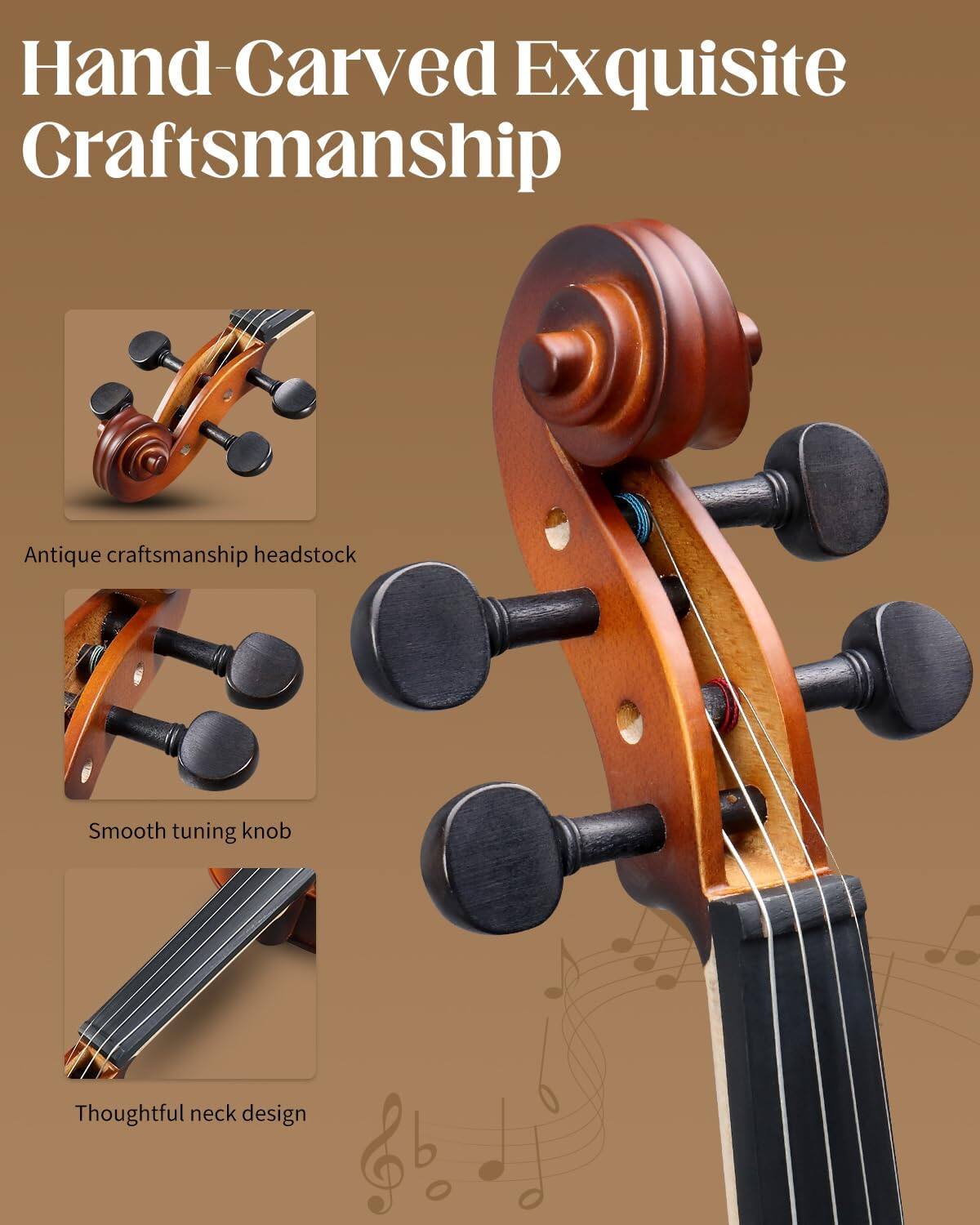 Hand-Carved Exquisite Craftsmanship

Antique craftsmanship headstock

Smooth tuning knob

Thoughtful neck design
