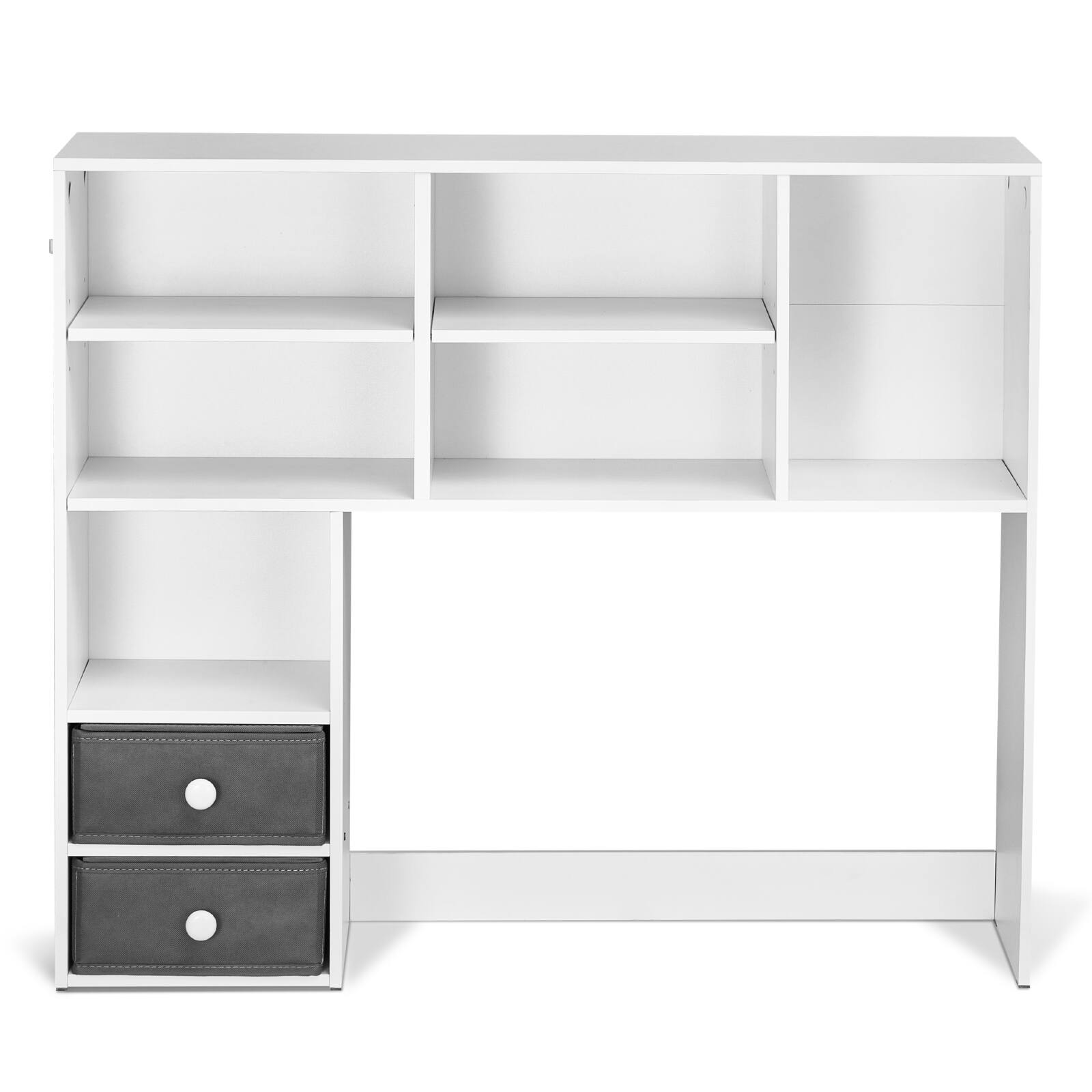 Alt View 5. VEVOR - Desktop Bookshelf, 3-Tier Desktop Storage Organizer, 37" x 10" x 31.1" Office Storage Rack Wood Display Shelf - White.