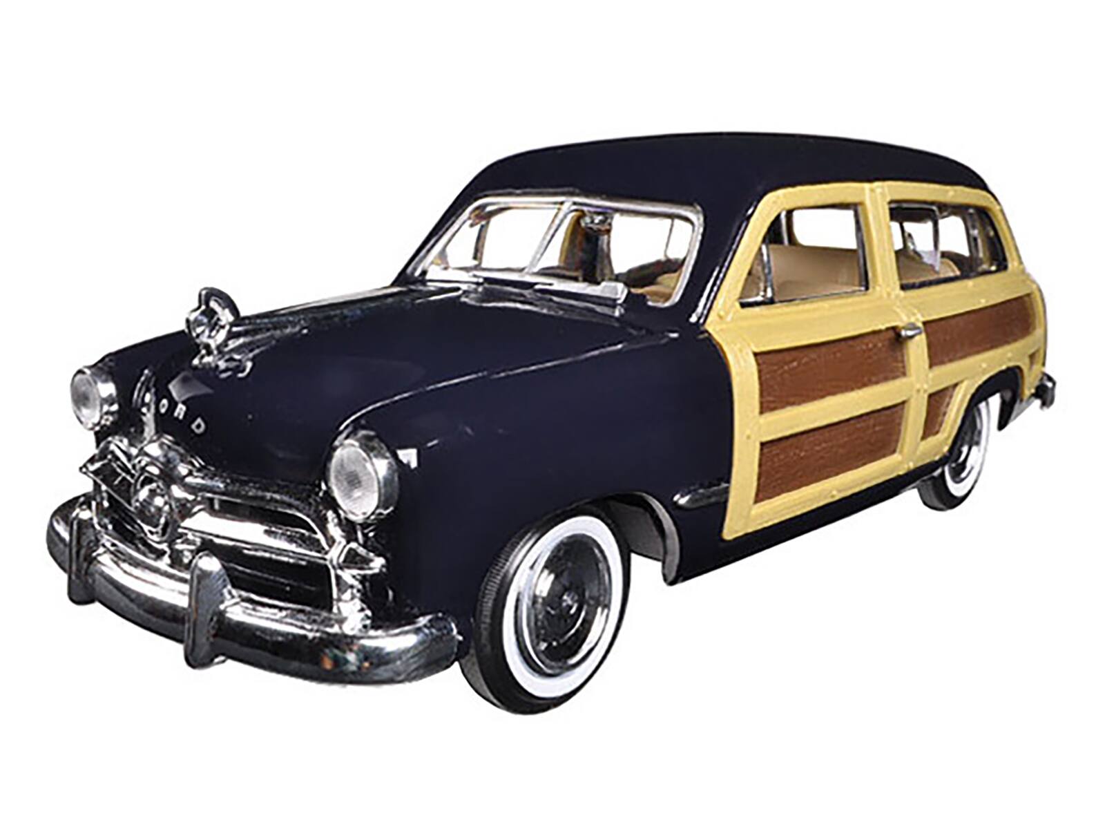 Angle. Motormax - 1949 Ford Woody Wagon Dark Blue 1/24 Diecast Model Car by Motormax - Dark Blue.