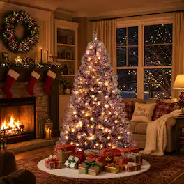 WELLFOR - 6ft Pre‑lit Artificial Christmas Tree with 688 Branch Tips &250 LED Lights‑ Xmas Trees for Christmas Decorations - Deep Purple
