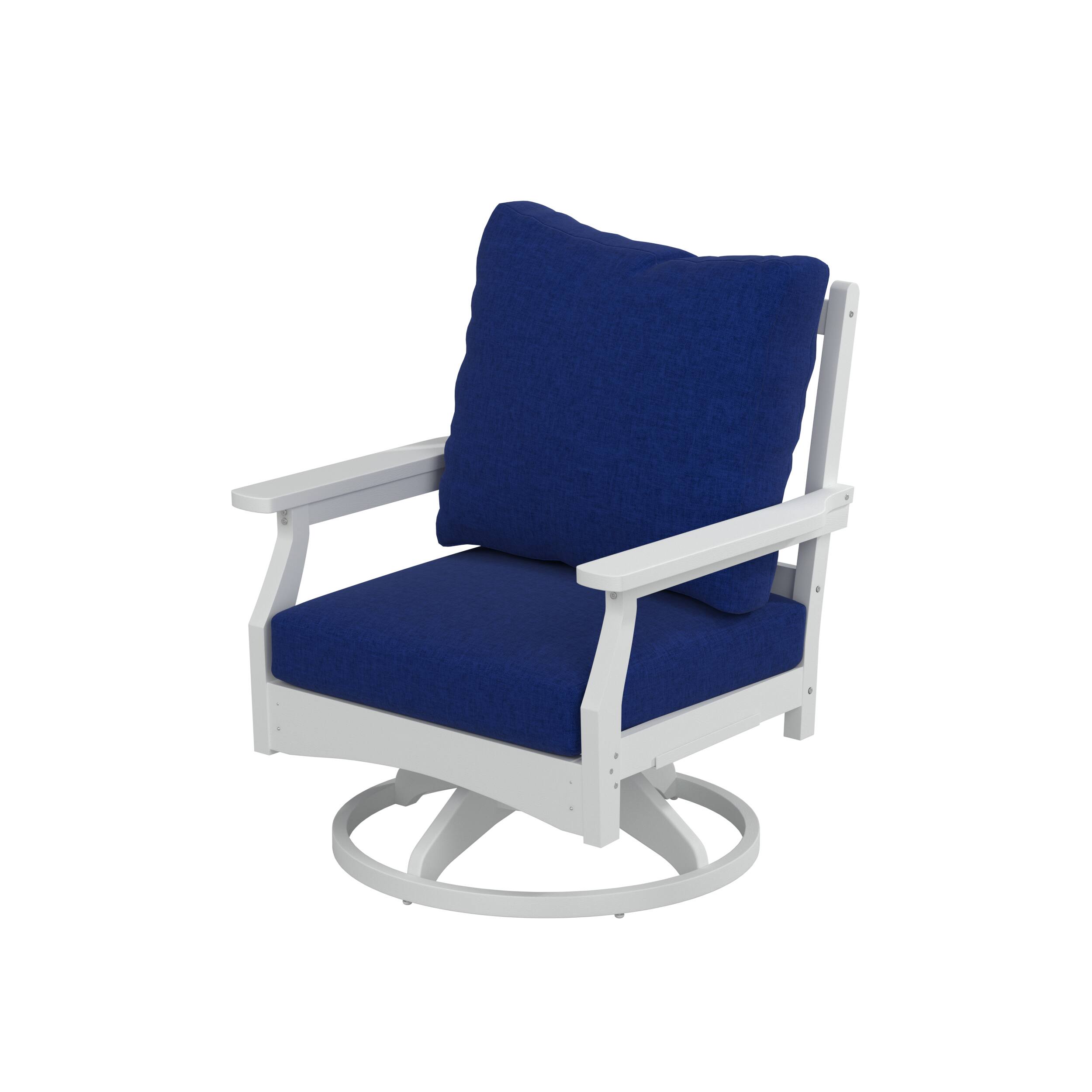 Back. LuXeo - Aspen Rock/Swivel Deep Seating Chairs-White/Navy Cushion (Set of 2) - White/Navy Cushion.