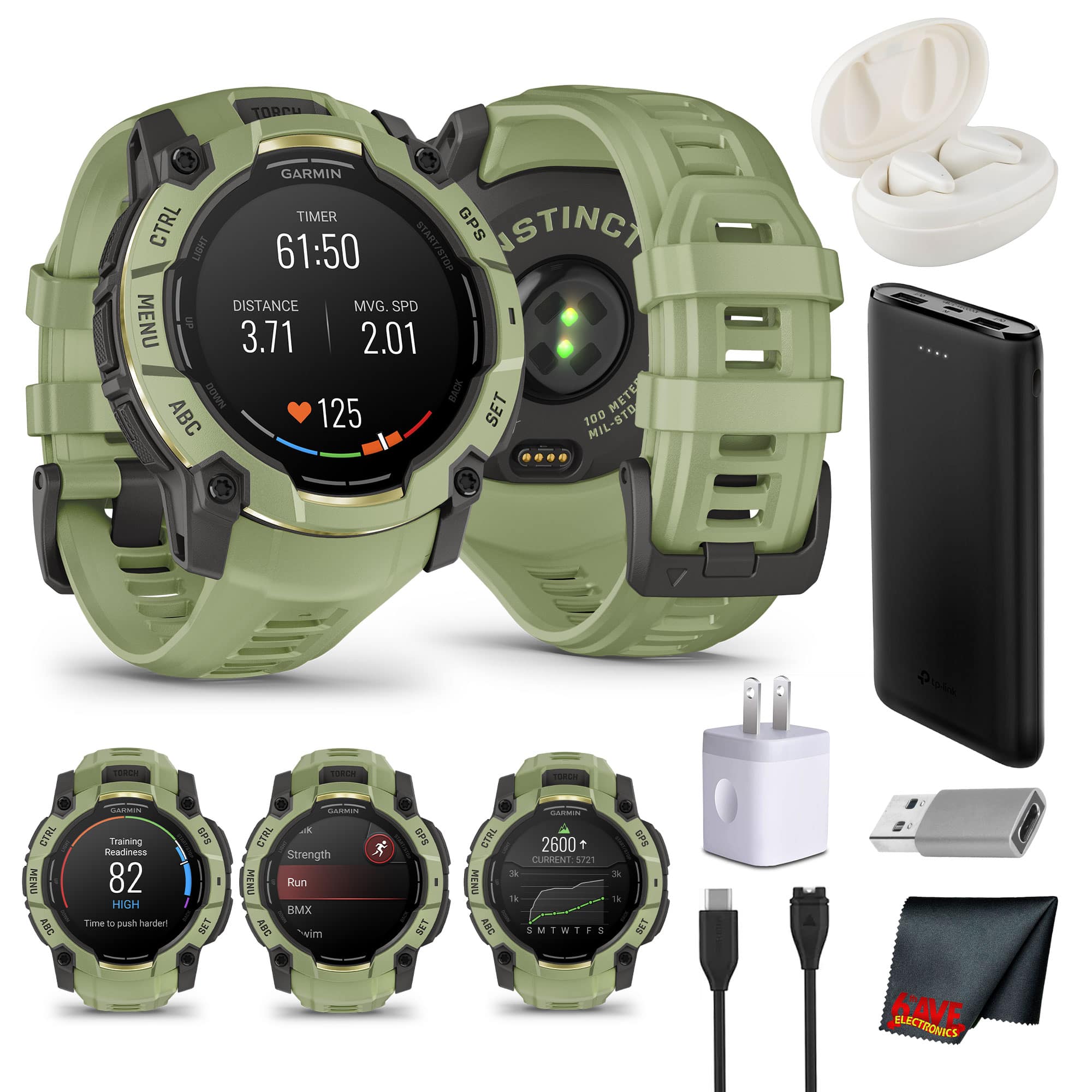 Garmin - Instinct 3 AMOLED 50mm Fern Green Smartwatch Rugged Outdoor GPS Bundle - Fern Green - (2024) price history on PriceWatchPro