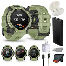 Garmin - Instinct 3 AMOLED 50mm Fern Green Smartwatch Rugged Outdoor GPS Bundle - Fern Green - (2024)