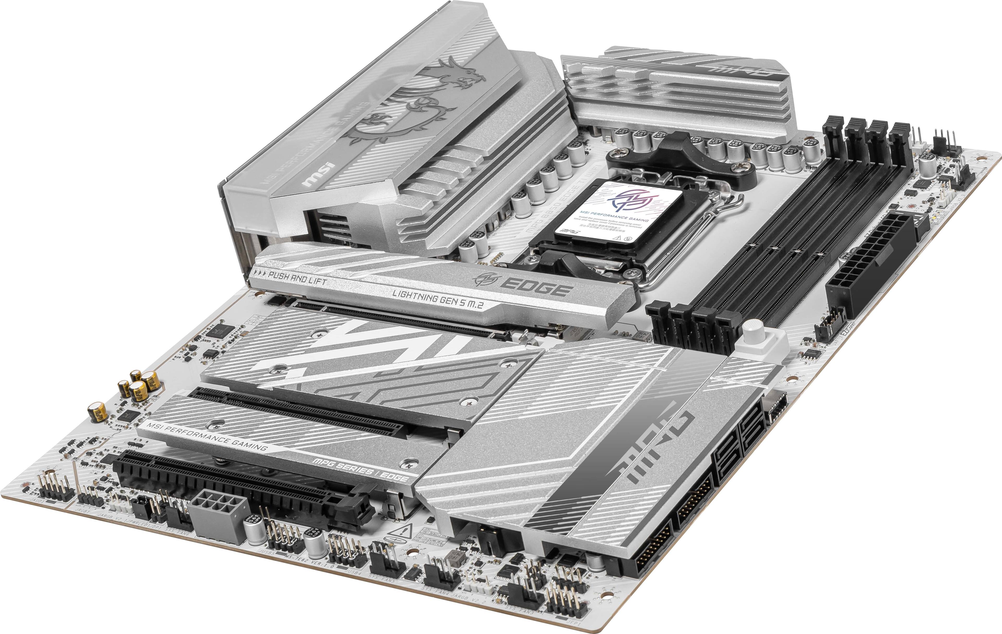 CENAMNS PERFERMA msi E coE K as - - - mG  PUSH AND LIFT L IGHTNING EDGE GEN 5 m.2   F  MSI PERFORMANCE GAMING MPG BERIES / EODE