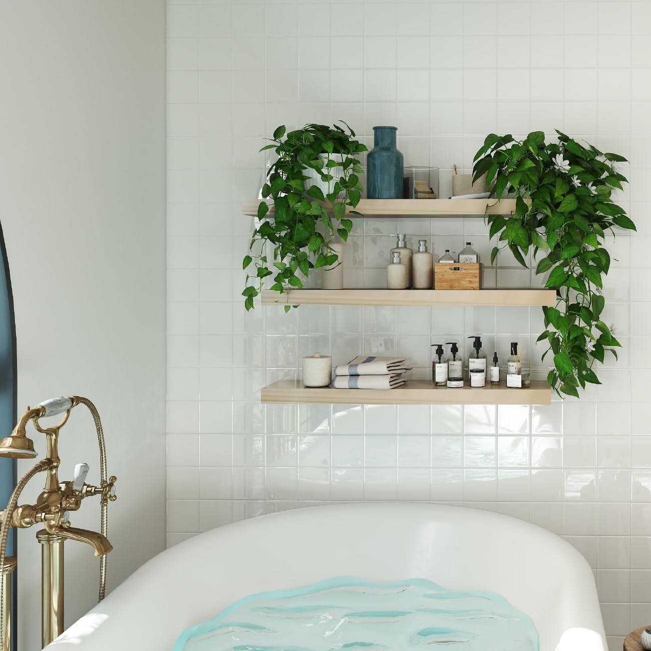 Alt View 3. Mifurn - Wooden Floating Shelves for Wall, Wall Shelf for, Bedroom, Living Room, Bathroom Shelves Storage, 12x7x1.5 in, 2 Pack - Oak.